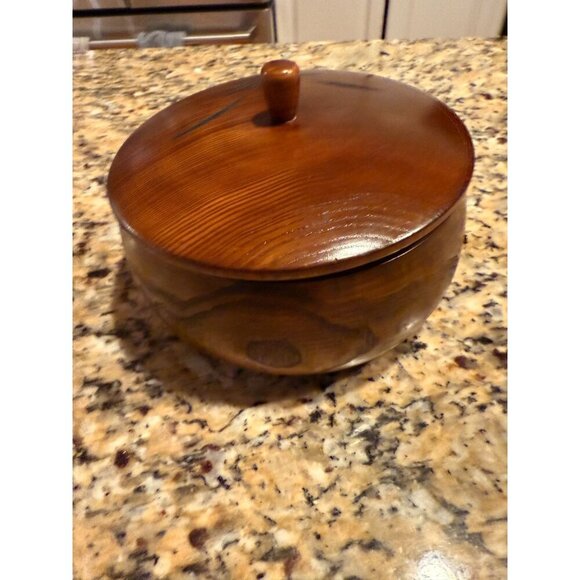 Wooden Brushed Lacquer Lidded Snack/Trinket Bowl - Picture 3 of 9